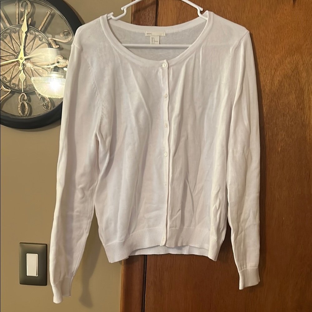White Button-Up Cardigan Size Large